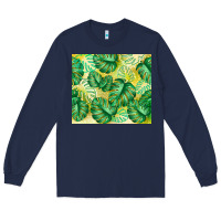 Navy monstera leaf Long Sleeve Tee - TumblerDesignByShophia