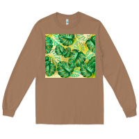 Toasted Coconut monstera leaf Long Sleeve Tee - TumblerDesignByShophia