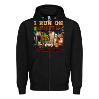 Black i run on coffee and christmas cheer Zipper Hoodie - FaDigitalArtStudio