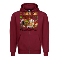 Burgundy i run on coffee and christmas cheer Zipper Hoodie - FaDigitalArtStudio