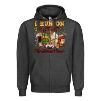 Charcoal Heather i run on coffee and christmas cheer Zipper Hoodie - FaDigitalArtStudio