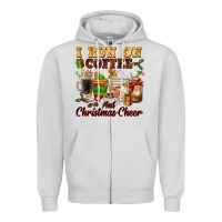 Dove Grey i run on coffee and christmas cheer Zipper Hoodie - FaDigitalArtStudio
