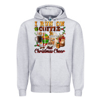 Heather Grey i run on coffee and christmas cheer Zipper Hoodie - FaDigitalArtStudio