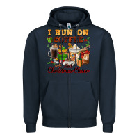 Navy i run on coffee and christmas cheer Zipper Hoodie - FaDigitalArtStudio