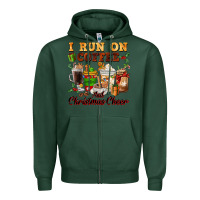 Sports Green i run on coffee and christmas cheer Zipper Hoodie - FaDigitalArtStudio