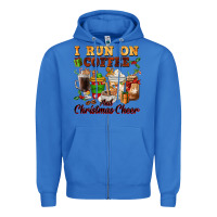 True Royal i run on coffee and christmas cheer Zipper Hoodie - FaDigitalArtStudio