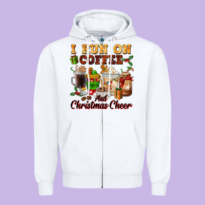 I Run On Coffee And Christmas Cheer Zipper Hoodie Designed By Fadigitalartstudio