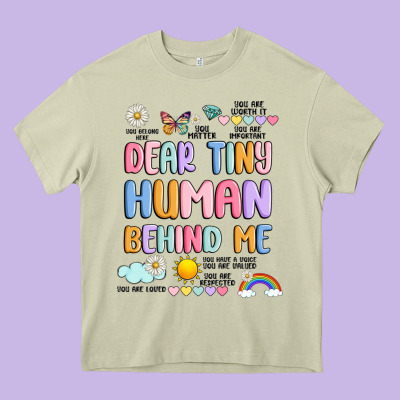 Dear Tiny Human Behind Me Heavy Core Tee Designed By Jahusdesignshop