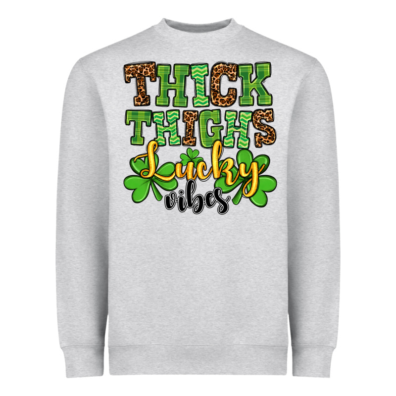 St. Patrick's Thick Thighs Lucky Vibes Heavyweight Sweatshirt by OliviaCreatesArt | Teevron