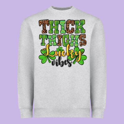 St. Patrick's Thick Thighs Lucky Vibes Heavyweight Sweatshirt Designed By Oliviacreatesart