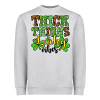 Heather Grey St. Patrick's Thick thighs lucky vibes Heavyweight Sweatshirt - OliviaCreatesArt
