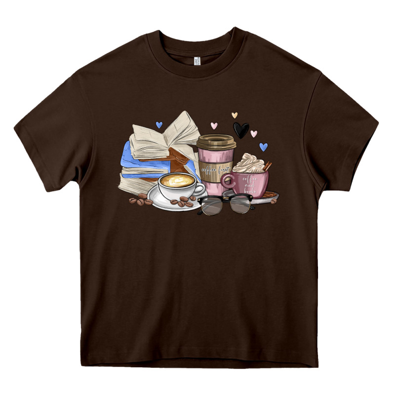Coffee And Books Heavy Core Tee by MaliasSmallBusiness | Teevron