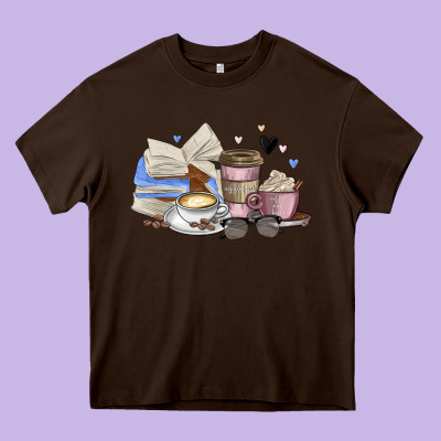 Coffee And Books Heavy Core Tee Designed By Maliassmallbusiness