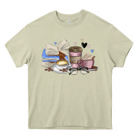 Mossy coffee and books Heavy Core Tee - MaliasSmallBusiness
