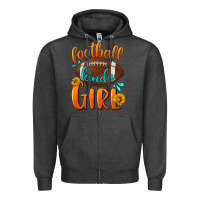 Charcoal Heather football kinda girl Zipper Hoodie - BundleAndBundleShop