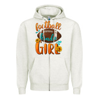 Oatmeal Heather football kinda girl Zipper Hoodie - BundleAndBundleShop