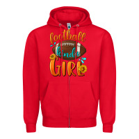 Red football kinda girl Zipper Hoodie - BundleAndBundleShop