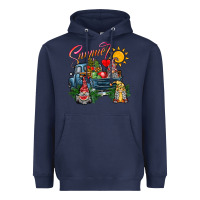 Navy summer gnomes  truck Heavyweight Hoodie - CowhideDigitalArt