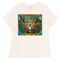 Bone boho bullskull Ladies Tee - RanaPortraitStore