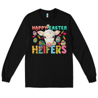 Black Happy Easter Heifers Easter Day Long Sleeve Tee - HowdyJamesFarm