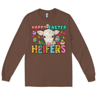 Chestnut Happy Easter Heifers Easter Day Long Sleeve Tee - HowdyJamesFarm