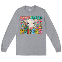Heather Grey Happy Easter Heifers Easter Day Long Sleeve Tee - HowdyJamesFarm