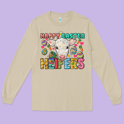 Happy Easter Heifers Easter Day Long Sleeve Tee Designed By Howdyjamesfarm