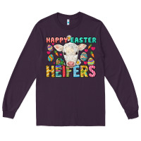 Plum Happy Easter Heifers Easter Day Long Sleeve Tee - HowdyJamesFarm
