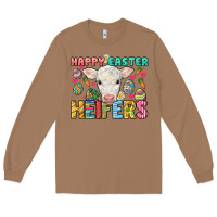 Toasted Coconut Happy Easter Heifers Easter Day Long Sleeve Tee - HowdyJamesFarm