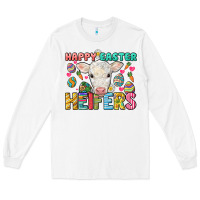 White Happy Easter Heifers Easter Day Long Sleeve Tee - HowdyJamesFarm