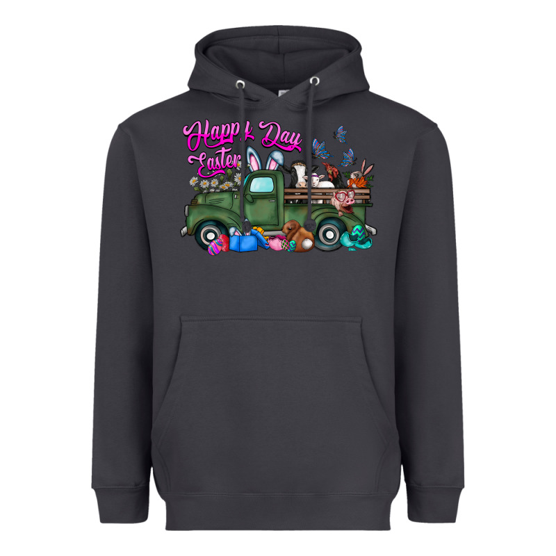 Happy Easter Day Truck Heavyweight Hoodie by CowhideDigitalArt | Teevron
