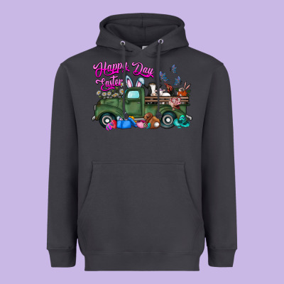 Happy Easter Day Truck Heavyweight Hoodie Designed By Cowhidedigitalart