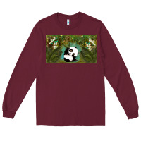 Burgundy cute panda Long Sleeve Tee - TumblerDesignByShophia