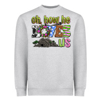 Heather Grey Easter Day Oh he loves us Heavyweight Sweatshirt - OliviaCreatesArt