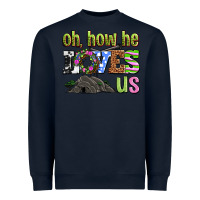Navy Easter Day Oh he loves us Heavyweight Sweatshirt - OliviaCreatesArt