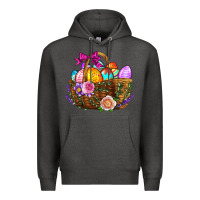 Charcoal Heather Easter Eggs Hamper Premium Hoodie - BundleAndBundleShop