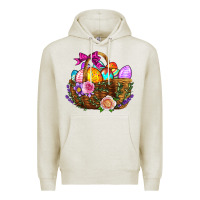 Oatmeal Heather Easter Eggs Hamper Premium Hoodie - BundleAndBundleShop