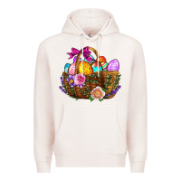 Pale Pink Easter Eggs Hamper Premium Hoodie - BundleAndBundleShop