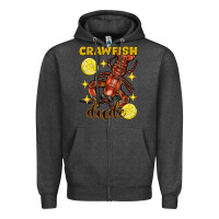 Charcoal Heather mardi gras crawfish dude Zipper Hoodie - FaDigitalArtStudio