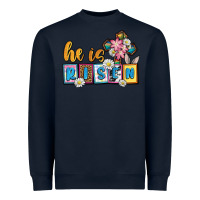 Navy Easter Day He is risen Heavyweight Sweatshirt - OliviaCreatesArt