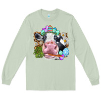 Matcha Happy Easter Cow with eggs Easter Day Long Sleeve Tee - HowdyJamesFarm