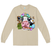 Mushroom Happy Easter Cow with eggs Easter Day Long Sleeve Tee - HowdyJamesFarm