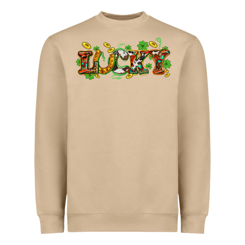 St. Patrick's Western Lucky And Shamrocks Heavyweight Sweatshirt by OliviaCreatesArt | Teevron