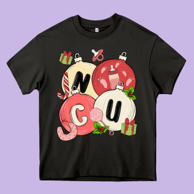 Nicu Nurse Christmas Heavy Core Tee Designed By Maliassmallbusiness