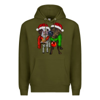 Army Green two christmas heifers Premium Hoodie - RanaPortraitStore