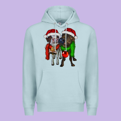 Two Christmas Heifers Premium Hoodie Designed By Ranaportraitstore