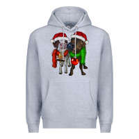 Heather Grey two christmas heifers Premium Hoodie - RanaPortraitStore