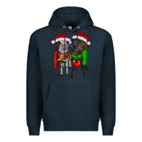Navy two christmas heifers Premium Hoodie - RanaPortraitStore