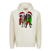 Oatmeal Heather two christmas heifers Premium Hoodie - RanaPortraitStore