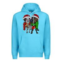 Ocean Blue two christmas heifers Premium Hoodie - RanaPortraitStore